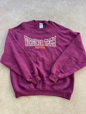 Virginia Tech Hokies Maroon Jerzees Sweatshirt L Crewneck Pullover O3